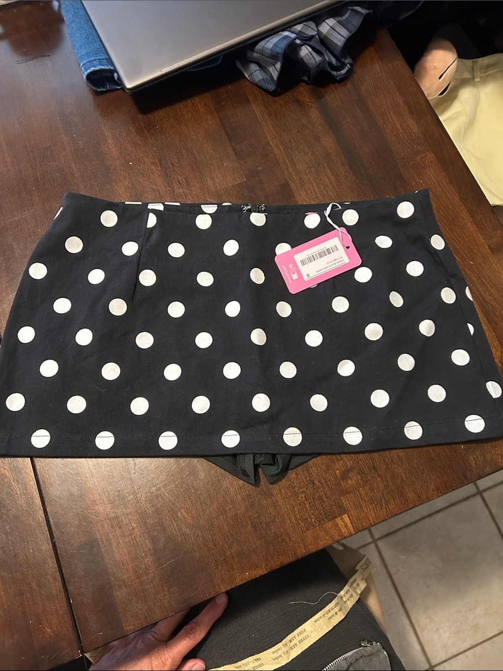 Edikted Black & White Polka Dot Micro mini Skort NWT Size Small